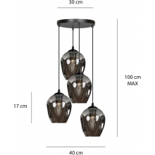 Stylizowana Lampa wisząca szklana Istar IV premium czarno-grafitowa Emibig do jadalni i salonu