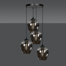 Stylizowana Lampa wisząca szklana Istar IV premium czarno-grafitowa Emibig do jadalni i salonu