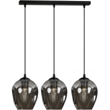 Stylizowana Lampa wisząca szklana potrójna Istar III czarno-grafitowa Emibig do jadalni i salonu