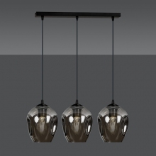 Stylizowana Lampa wisząca szklana potrójna Istar III czarno-grafitowa Emibig do jadalni i salonu