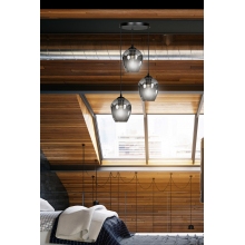 Stylizowana Lampa wisząca szklana Istar III premium czarno-grafitowa Emibig do jadalni i salonu