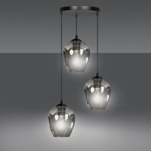 Stylizowana Lampa wisząca szklana Istar III premium czarno-grafitowa Emibig do jadalni i salonu