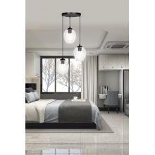 Stylizowana Lampa wisząca szklana Istar III premium czarno-przezroczysta Emibig do jadalni i salonu