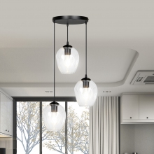 Stylizowana Lampa wisząca szklana Istar III premium czarno-przezroczysta Emibig do jadalni i salonu