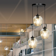 Stylizowana Lampa wisząca szklana Istar III premium czarno-miodowa Emibig do jadalni i salonu