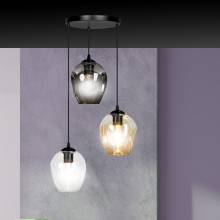 Stylizowana Lampa wisząca szklana Istar III premium czarny/multikolor Emibig do jadalni i salonu