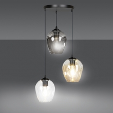 Stylizowana Lampa wisząca szklana Istar III premium czarny/multikolor Emibig do jadalni i salonu