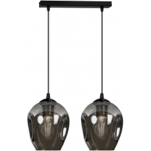 Stylizowana Lampa wisząca szklana podwójna Istar II czarno-grafitowa Emibig do jadalni i salonu