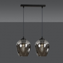 Stylizowana Lampa wisząca szklana podwójna Istar II czarno-grafitowa Emibig do jadalni i salonu