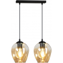 Stylizowana Lampa wisząca szklana podwójna Istar II czarno-miodowa Emibig do jadalni i salonu
