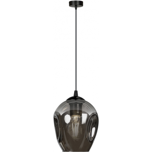 Stylizowana Lampa wisząca szklana Istar 14 czarno-grafitowa Emibig do jadalni i salonu