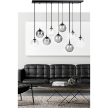 Stylizowana Lampa wisząca szklane kule Cosmo IX grafitowo-przezroczysta Emibig do jadalni i salonu