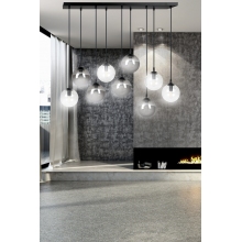 Stylizowana Lampa wisząca szklane kule Cosmo IX grafitowo-przezroczysta Emibig do jadalni i salonu