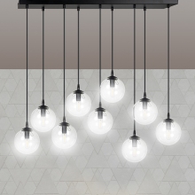 Stylizowana Lampa wisząca szklane kule Cosmo IX czarno-przezroczysta Emibig do jadalni i salonu