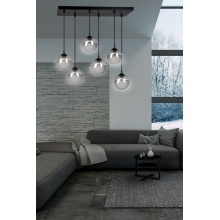 Stylizowana Lampa wisząca szklane kule Cosmo VI czarno-grafitowa Emibig do jadalni i salonu