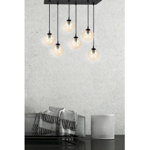 Stylizowana Lampa wisząca szklane kule Cosmo VI czarno-miodowa Emibig do jadalni i salonu