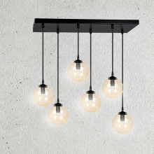 Stylizowana Lampa wisząca szklane kule Cosmo VI czarno-miodowa Emibig do jadalni i salonu