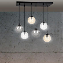 Stylizowana Lampa wisząca szklane kule Cosmo VI grafitowo-miodowa Emibig do jadalni i salonu