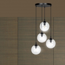 Stylizowana Lampa wisząca szklane kule Cosmo IV premium czarno-przezroczysta Emibig do jadalni i salonu