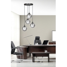 Stylizowana Lampa wisząca szklane kule Cosmo IV premium czarno-grafitowa Emibig do jadalni i salonu