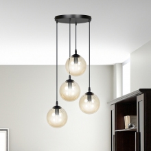 Stylizowana Lampa wisząca szklane kule Cosmo IV premium czarno-miodowa Emibig do jadalni i salonu