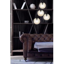 Stylizowana Lampa wisząca szklane kule Cosmo IV premium czarno-miodowa Emibig do jadalni i salonu