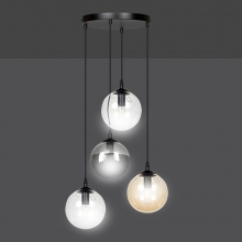 Stylizowana Lampa wisząca szklane kule Cosmo IV premium czarny/multikolor Emibig do jadalni i salonu