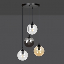 Stylizowana Lampa wisząca szklane kule Cosmo IV premium czarny/multikolor Emibig do jadalni i salonu