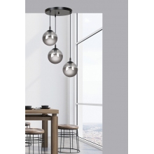 Stylizowana Lampa wisząca szklane kule Cosmo III premium czarno-grafitowa Emibig do jadalni i salonu