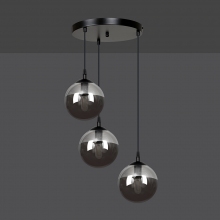 Stylizowana Lampa wisząca szklane kule Cosmo III premium czarno-grafitowa Emibig do jadalni i salonu