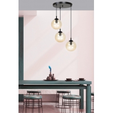 Stylizowana Lampa wisząca szklane kule Cosmo III premium czarno-miodowa Emibig do jadalni i salonu