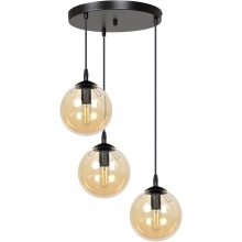 Stylizowana Lampa wisząca szklane kule Cosmo III premium czarno-miodowa Emibig do jadalni i salonu