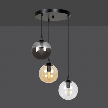 Stylizowana Lampa wisząca szklane kule Cosmo III premium czarny/multikolor Emibig do jadalni i salonu