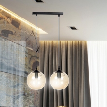 Stylizowana Lampa wisząca szklane kule Cosmo II czarno-miodowa Emibig do jadalni i salonu