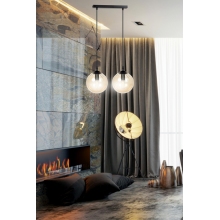 Stylizowana Lampa wisząca szklane kule Cosmo II czarno-miodowa Emibig do jadalni i salonu