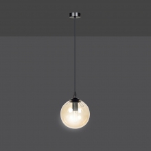 Stylizowana Lampa wisząca szklana kula Cosmo 12 czarno-miodowa Emibig do jadalni i salonu