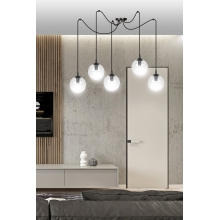 Stylizowana Lampa wisząca szklane kule Gigi V czarno-przezroczysta Emibig do jadalni i salonu