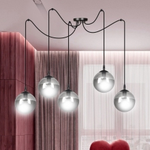 Stylizowana Lampa wisząca szklane kule Gigi V czarno-grafitowa Emibig do jadalni i salonu