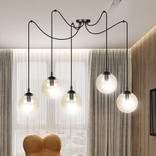 Stylizowana Lampa wisząca szklane kule Gigi V czarno-miodowa Emibig do jadalni i salonu