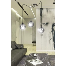 Stylizowana Lampa wisząca potrójna szklane kule Gigi III czarno-grafitowa Emibig do jadalni i salonu