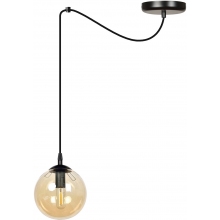 Stylizowana Lampa wisząca szklana kula Gigi 14 czarno-miodowa Emibig do jadalni i salonu