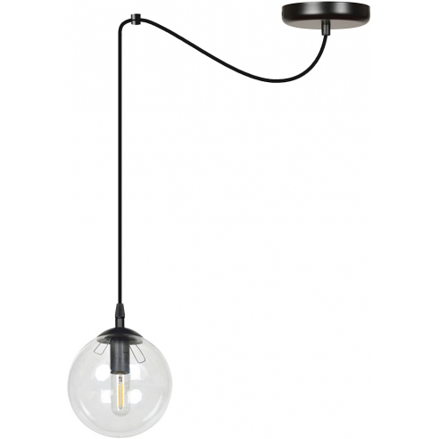 Stylizowana Lampa wisząca szklana kula Gigi 14 czarno-przezroczysta Emibig do jadalni i salonu