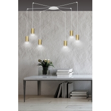 Stylizowana Lampa wisząca "pająk" glamour Traker VI biało-złota Emibig do jadalni i salonu