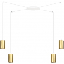 Stylizowana Lampa wisząca "pająk" glamour Traker IV biało-złota Emibig do jadalni i salonu
