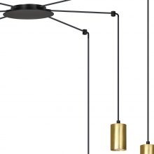 Stylizowana Lampa wisząca "pająk" glamour Traker VI czarno-złota Emibig do jadalni i salonu