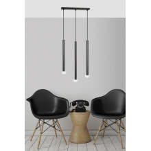 Stylizowana Lampa potrójna wiszące tuby Selter III czarna Emibig do jadalni i salonu