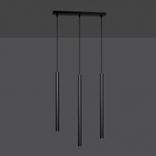 Stylizowana Lampa potrójna wiszące tuby Selter III czarna Emibig do jadalni i salonu
