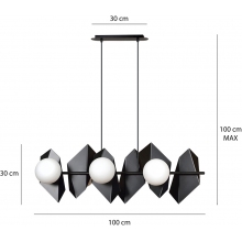 Stylizowana Lampa wisząca nowoczesna Drifton VI czarno-biała Emibig do jadalni i salonu