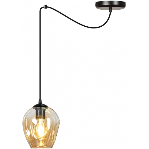 Stylizowana Lampa wisząca szklana "pająk" Level 14 czarno-miodowa Emibig do jadalni i salonu