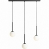 Designerska Lampa wisząca potrójna szklane kule Bosso Black III biało-czarna Aldex do jadalni i salonu